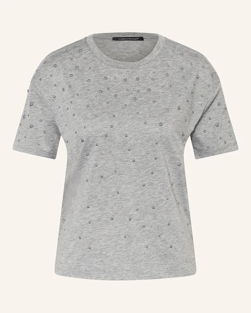 Luisa Cerano T-Shirt mit Schmucksteinen Grau