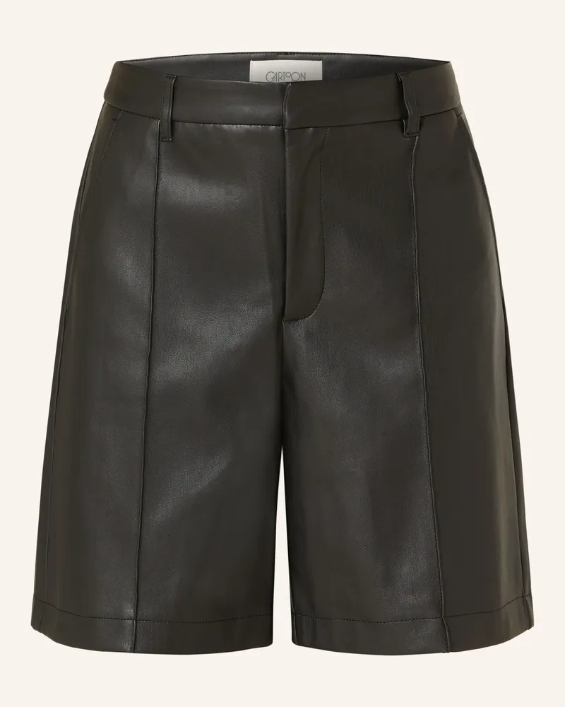 Cartoon Shorts in Lederoptik Schwarz