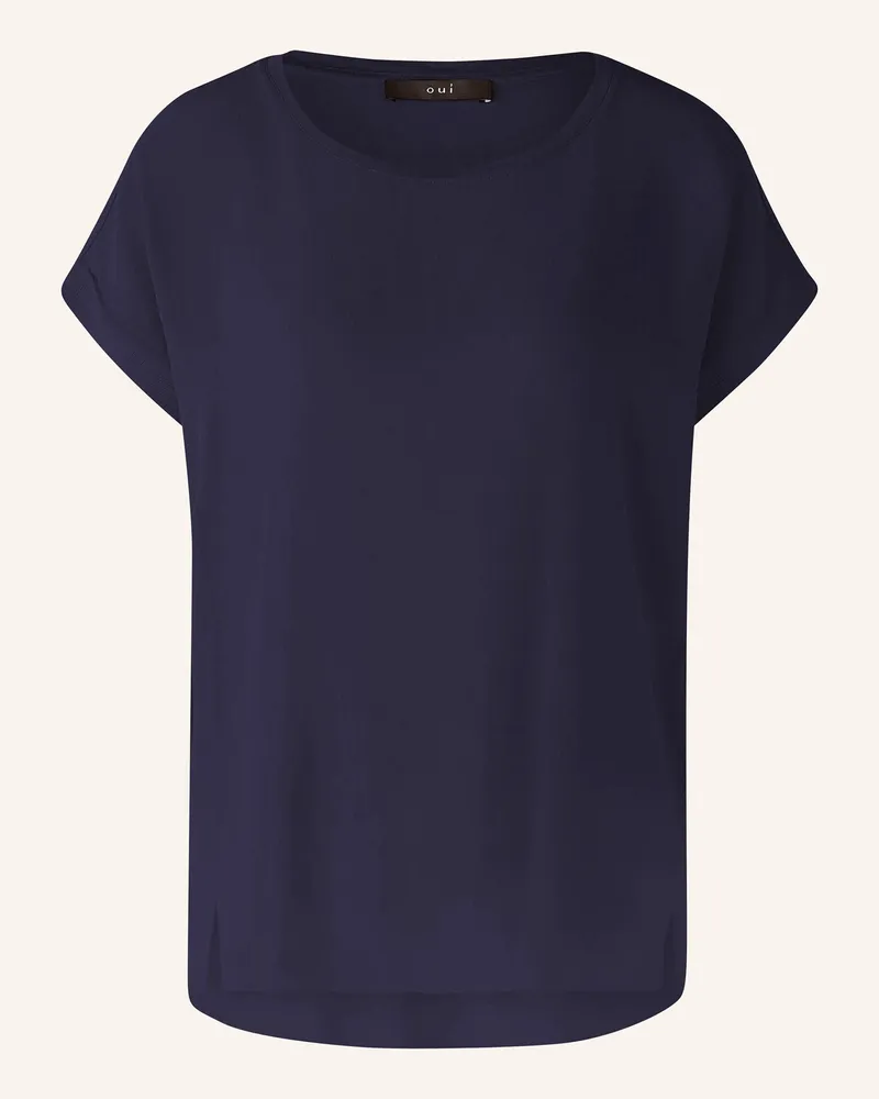 Oui  Blusenshirt im Materialmix Dunkelblau