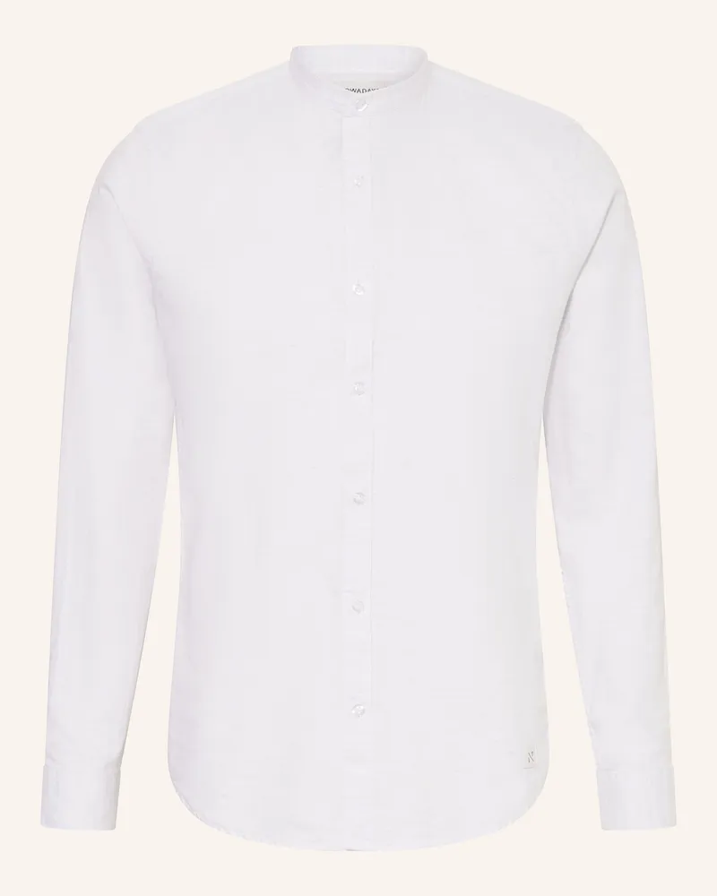 Nowadays Hemd Regular Fit Mit Stehkragen weiss Hellgrau
