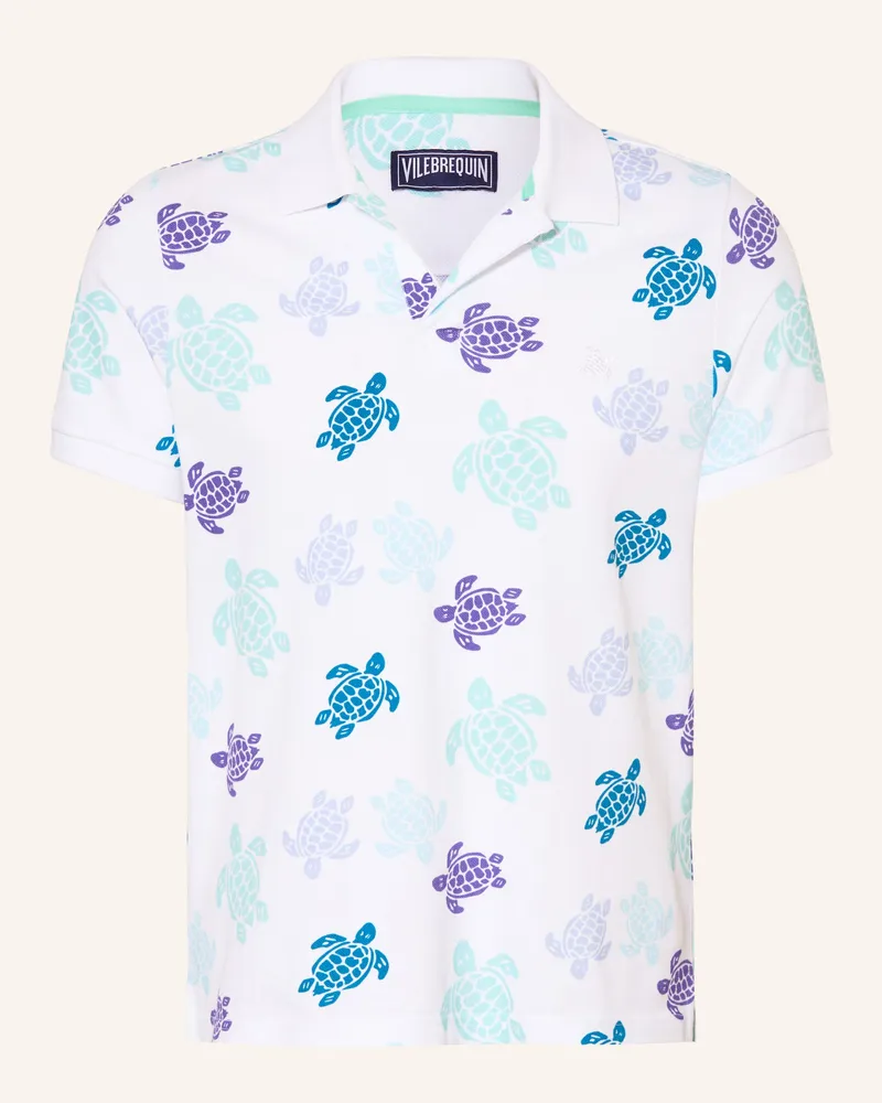 Vilebrequin Piqué-Poloshirt Ronde Des Tortues Casual Fit weiss Weiss