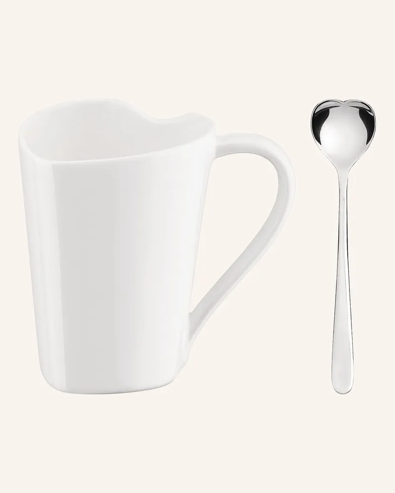 Alessi 2-Tlg. Set: Henkelbecher To Und Teelöffel Big Love weiss Weiss