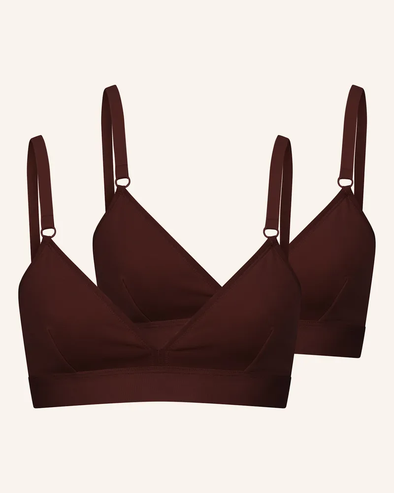 Ehrlich Textil erlich textil 2 PACK SEAMLESS Triangel Bustier CASUAL COTTON TRAINGEL BRALETTE IM 2er PACK Braun