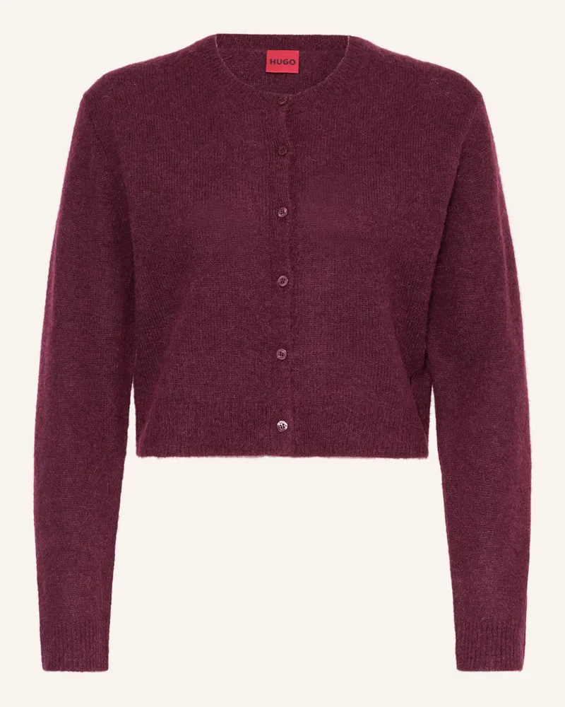 HUGO BOSS Strickjacke Stefbra rot Dunkellila