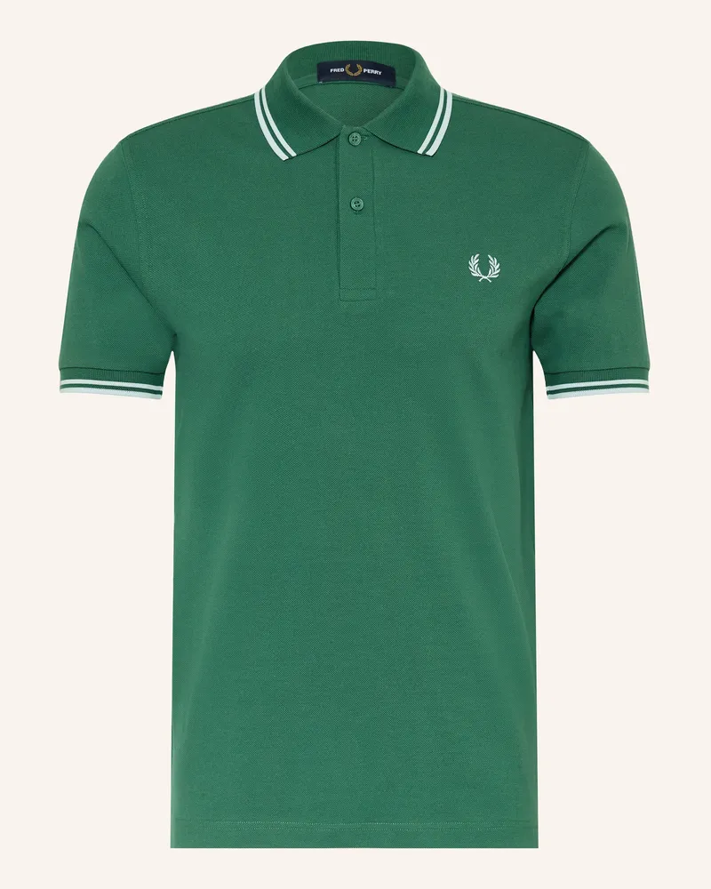 Fred Perry Piqué-Poloshirt gruen Grün
