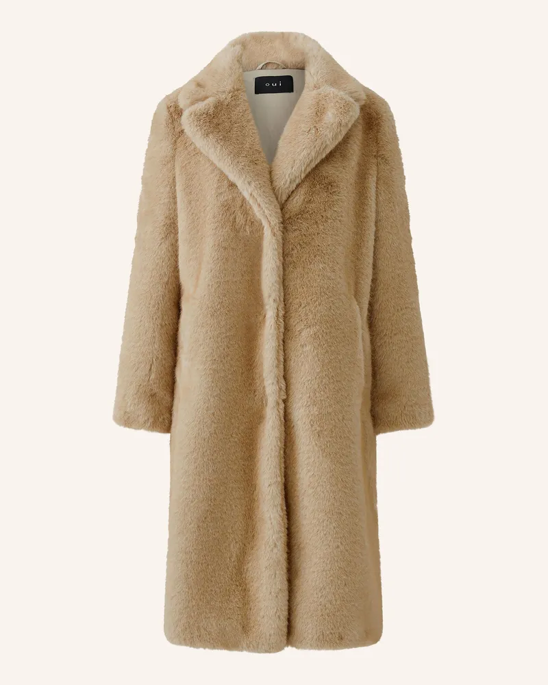 Oui  Kunstfell-Mantel grau Beige