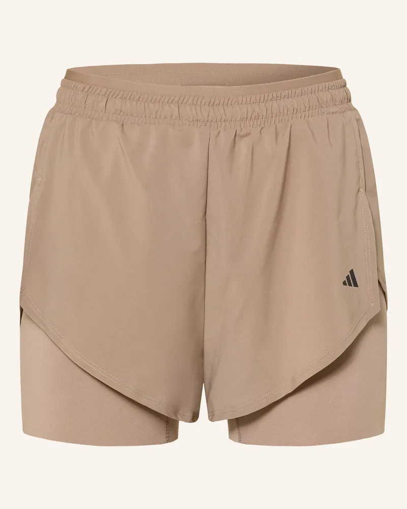 adidas 2-in-1-Trainingsshorts D4T Hellbraun