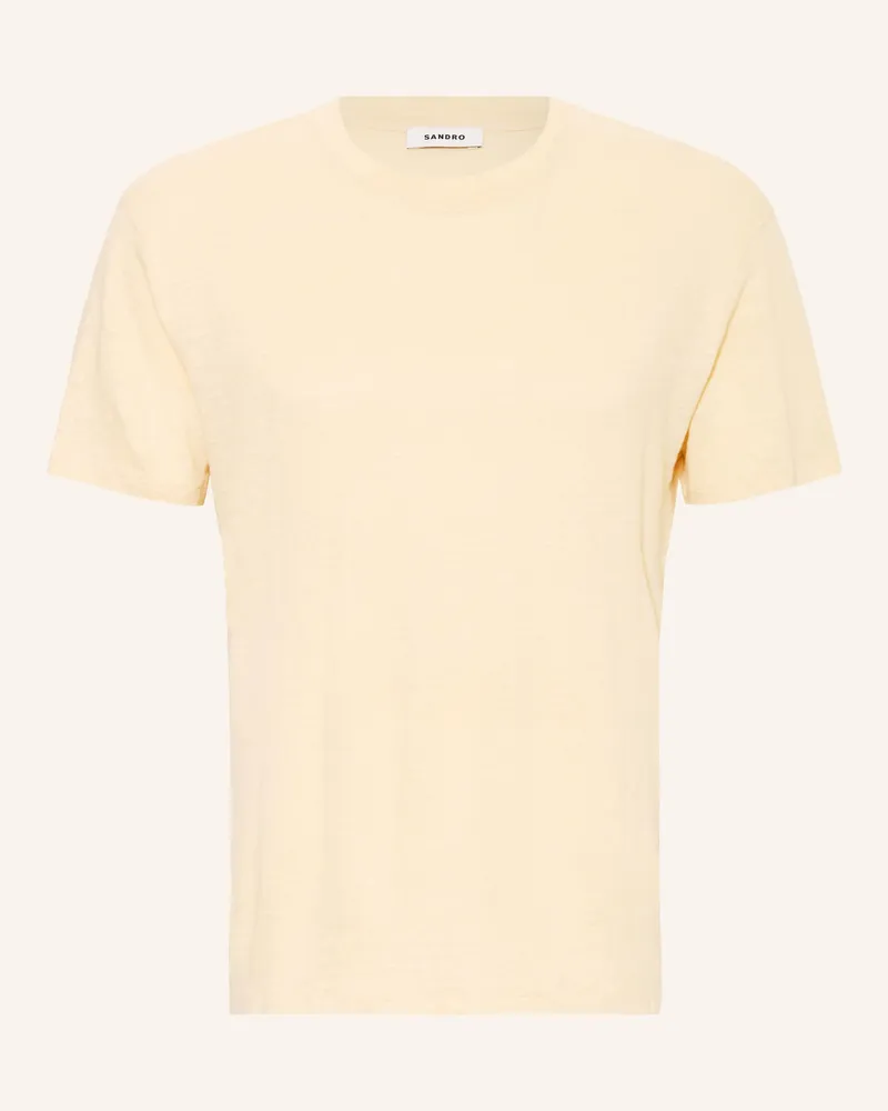 Sandro T-Shirt Aus Leinen beige Hellgelb