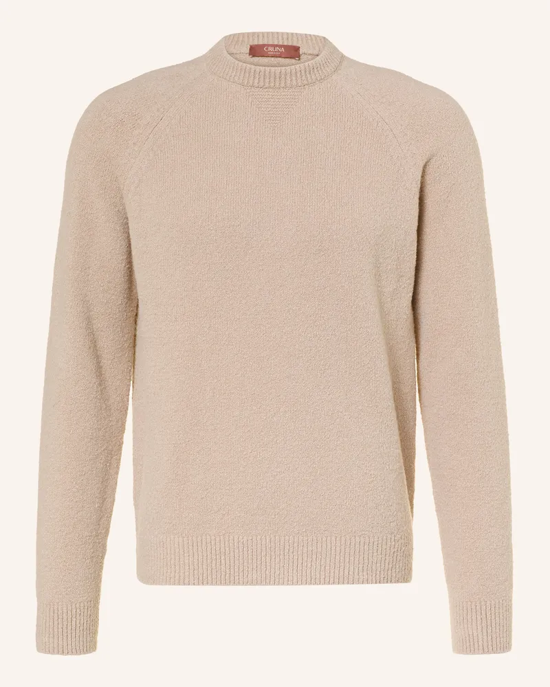 CRUNA Bouclé-Pullover Chester beige Beige