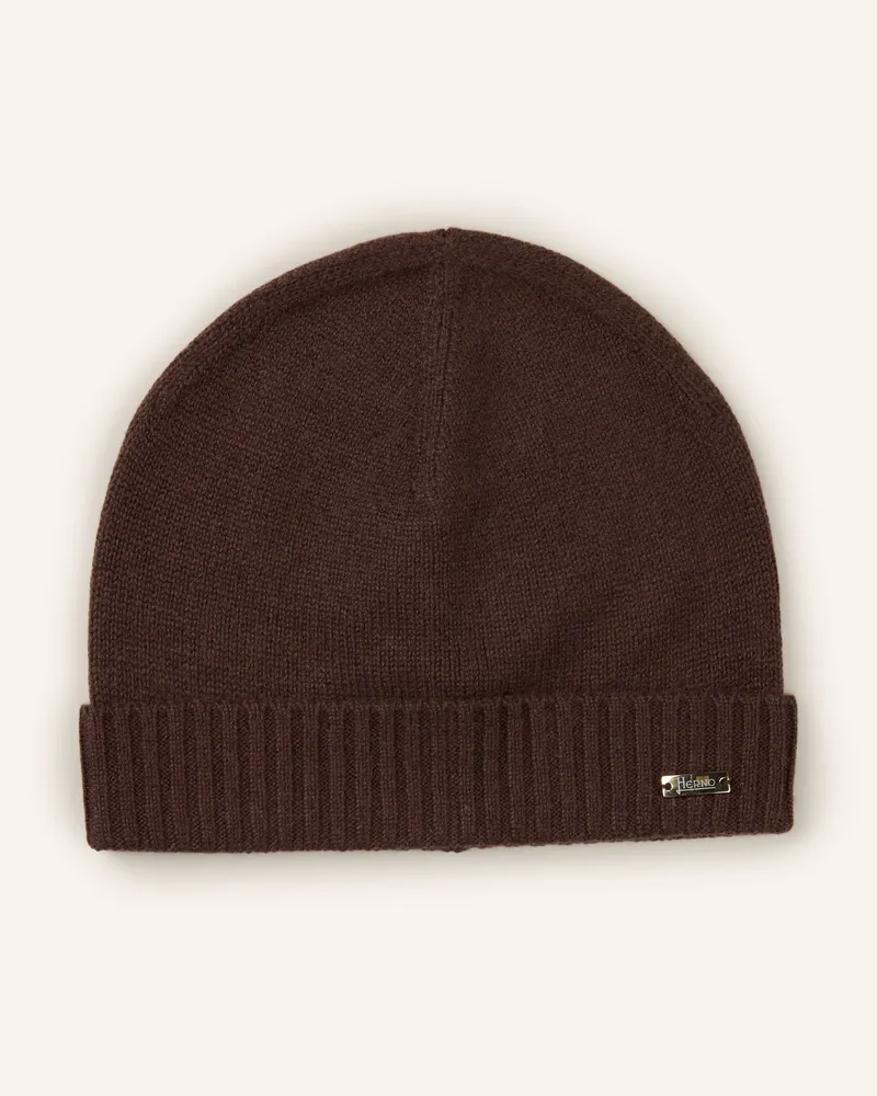 Herno Cashmere-Mütze braun Dunkelbraun