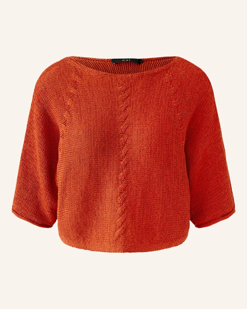 Oui  Strickshirt Mit 3/4-Arm rot Dunkelorange