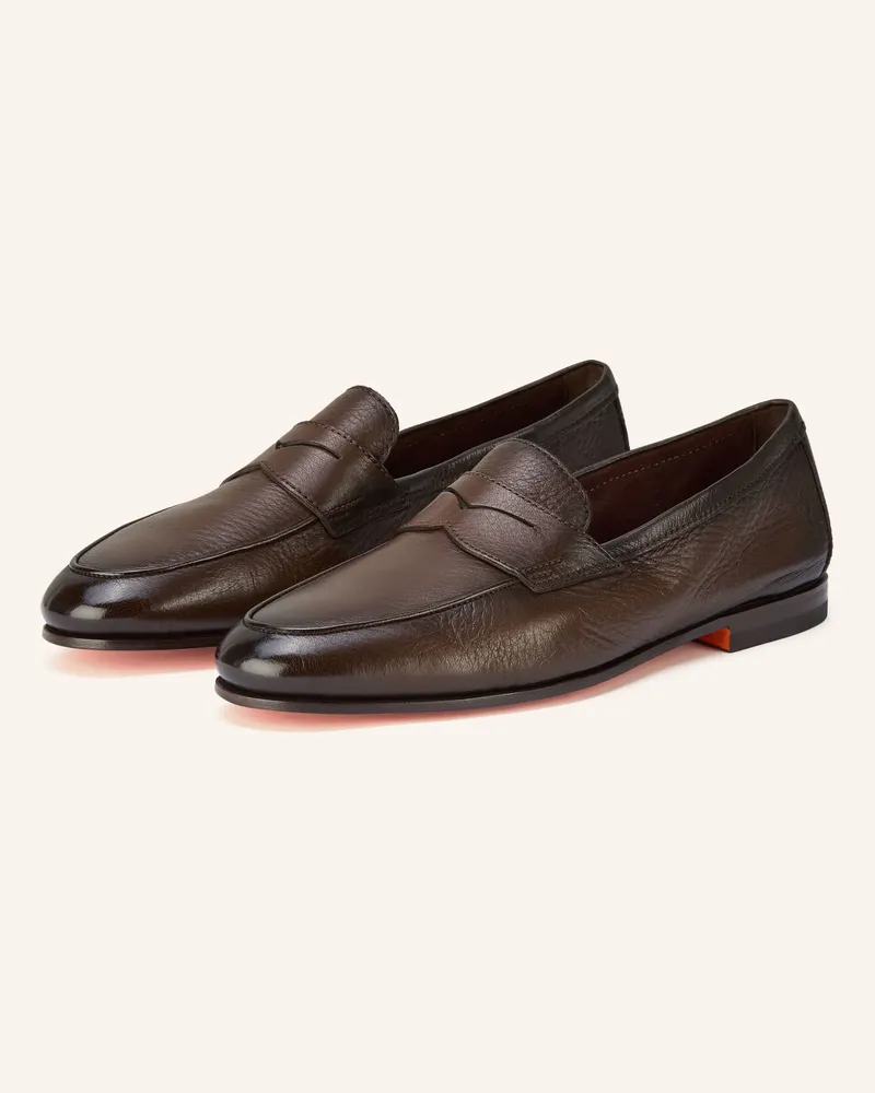 Santoni Penny-Loafer Carlos braun Dunkelbraun
