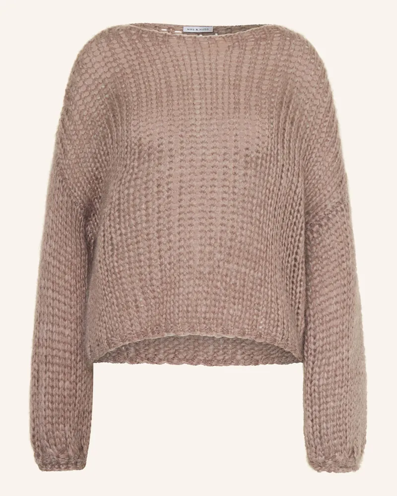 Mrs & HUGS Pullover Mit Mohair beige Taupe