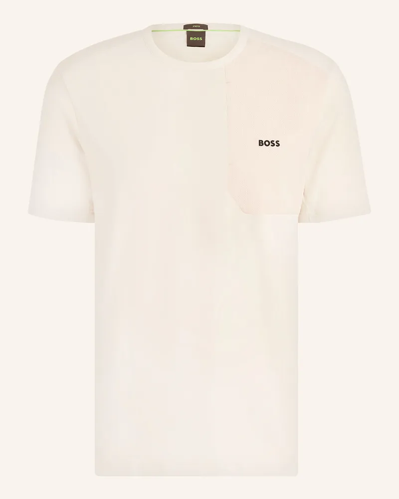 HUGO BOSS T-Shirt PKT GLAMPING im Materialmix Beige
