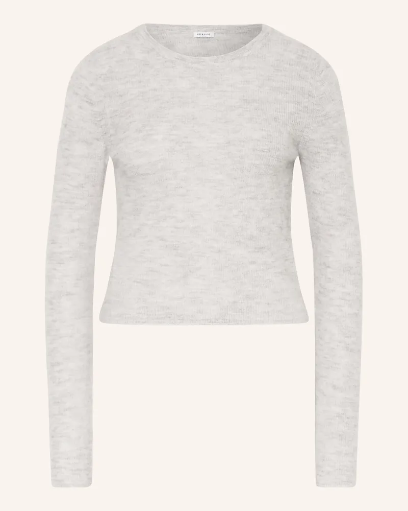Mrs & HUGS Cropped-Pullover mit Alpaka Hellgrau