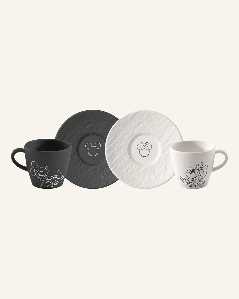 Villeroy & Boch Espressotasse Mit Untertasse, 4-Teilig Manufacture Rock - Mickey Mouse schwarz Schwarz