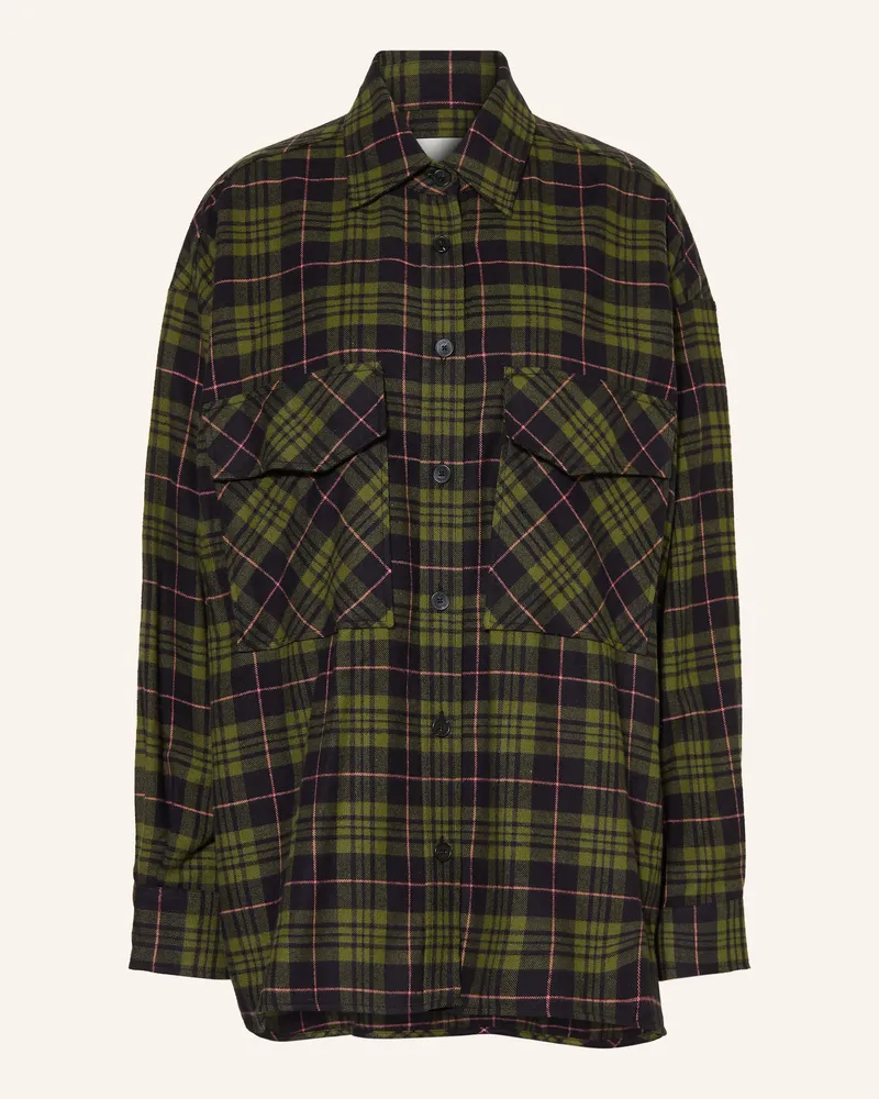 Closed Flanell-Overshirt gruen Schwarz