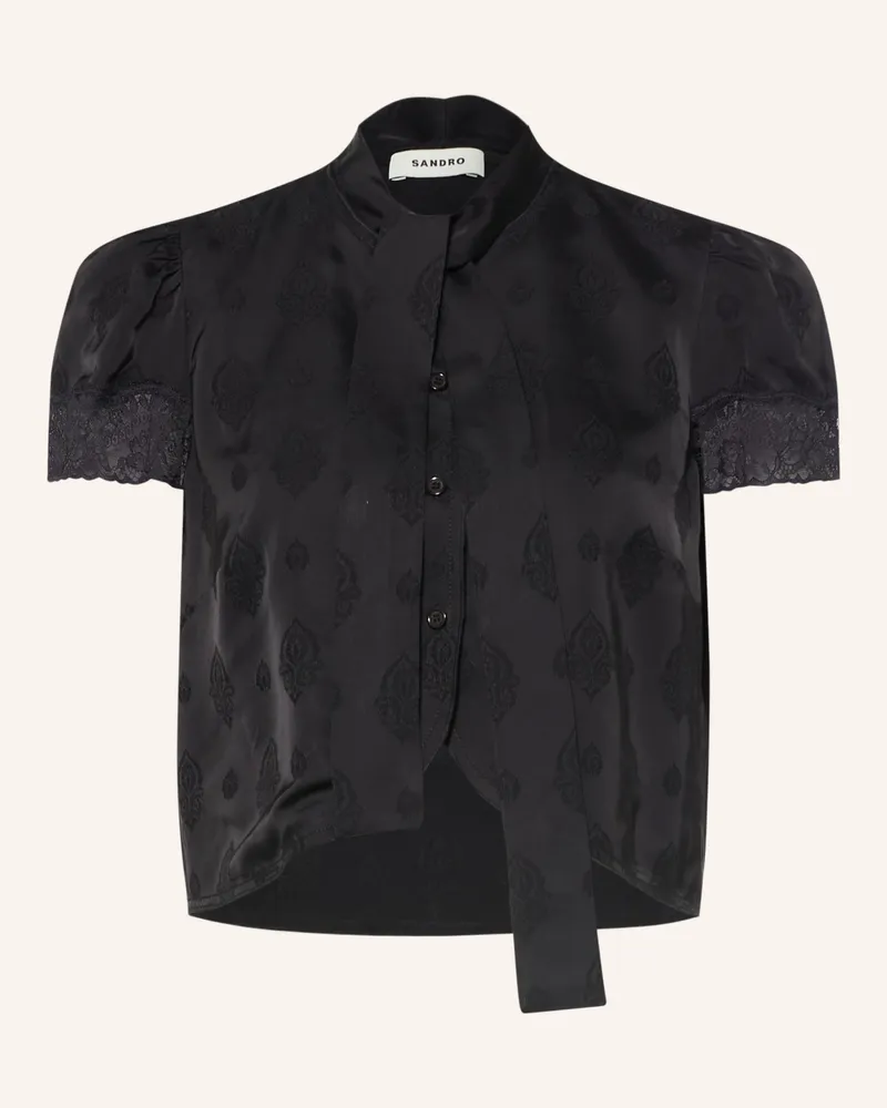 Sandro Schluppenbluse Aus Jacquard schwarz Schwarz