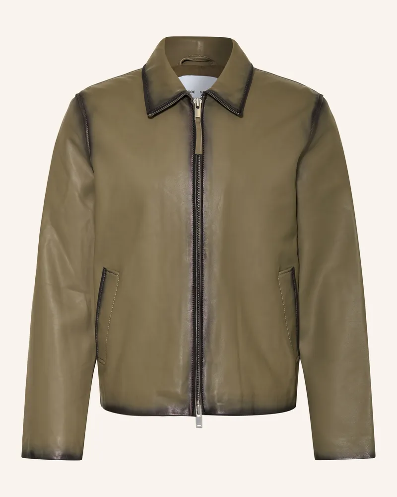Samsøe & Samsøe Lederjacke Saike gruen Khaki