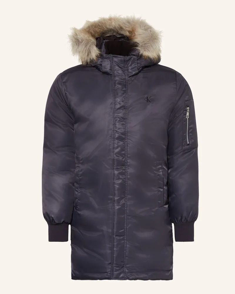 Calvin Klein Parka mit Kunstfell Dunkelblau