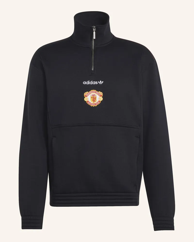 adidas Manchester United Eqt Oberteil, Reissverschluss Bis Zur Brust schwarz Schwarz