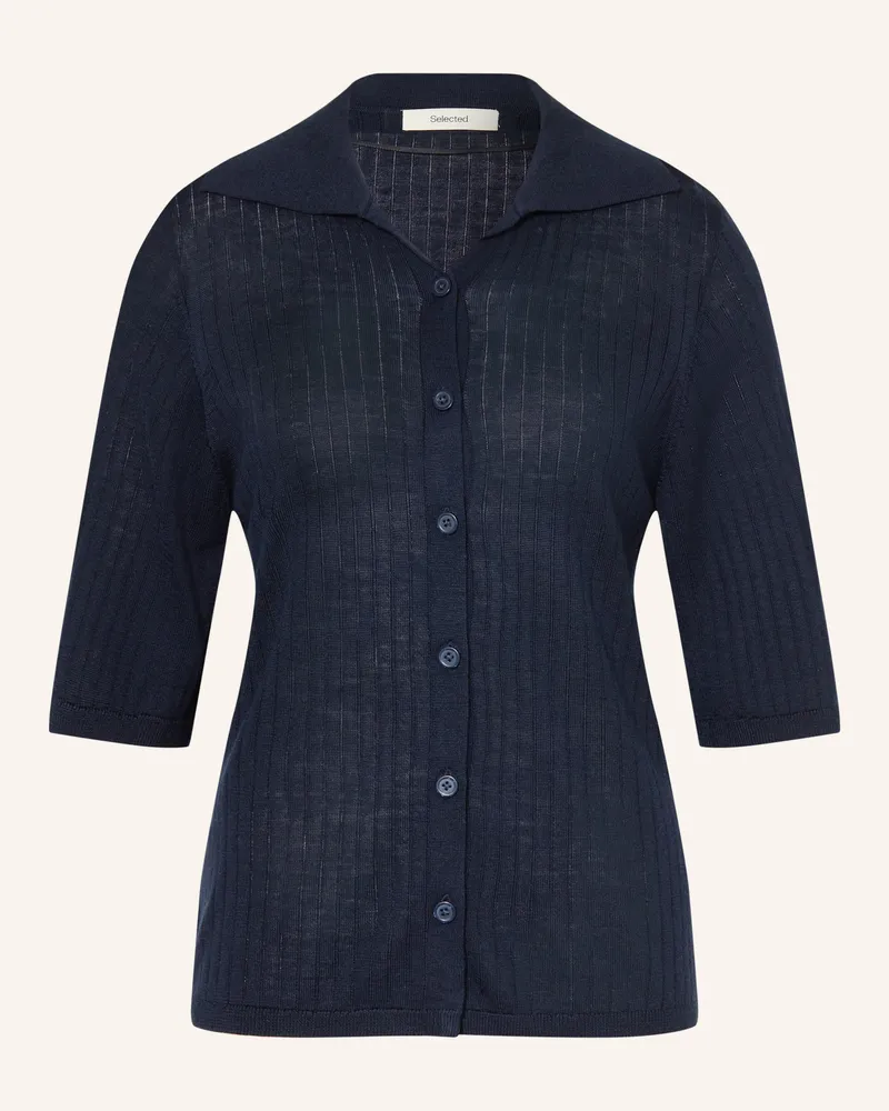 Selected Strickjacke blau Dunkelblau