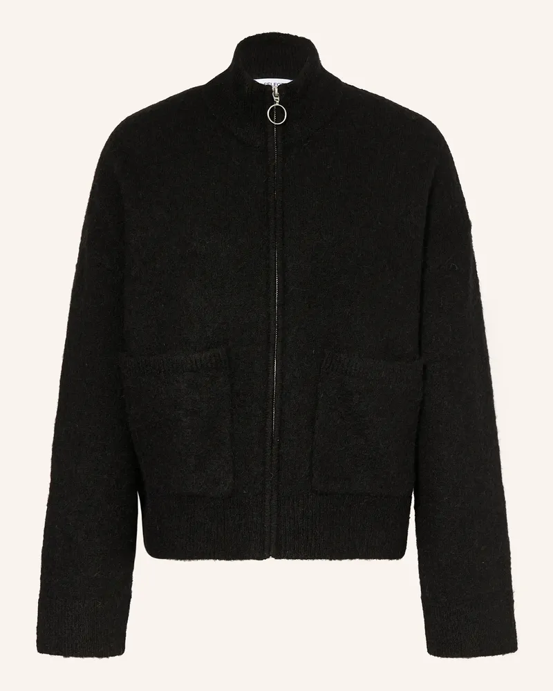 Selected Strickjacke mit Alpaka Schwarz