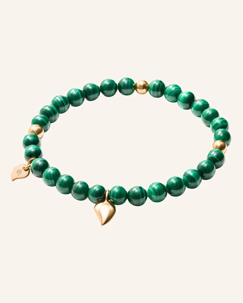 TAMARA COMOLLI Armband Bracelet India Malachite With Golden Beads, One Row 18k Roségold rosegold Roségold