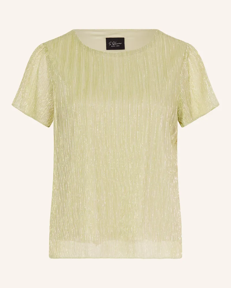 S.Oliver Blusentop mit Plissees und Glitzergarn Hellgrün