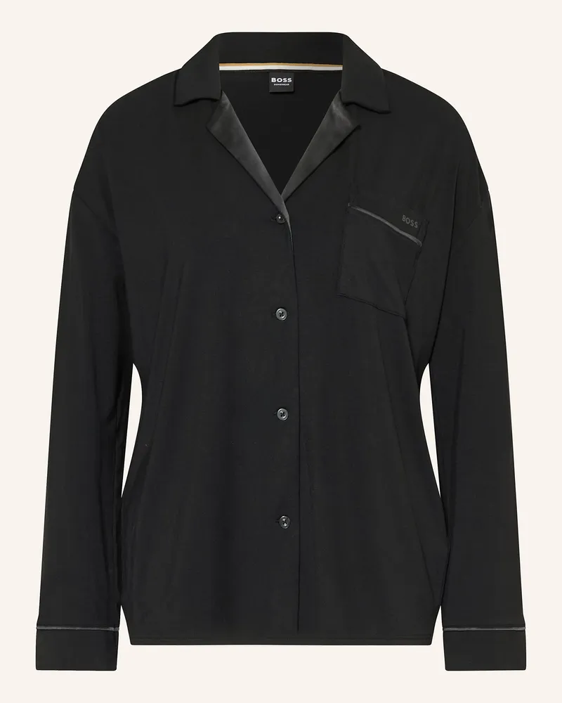 HUGO BOSS Schlafshirt Boss Sheen schwarz Schwarz