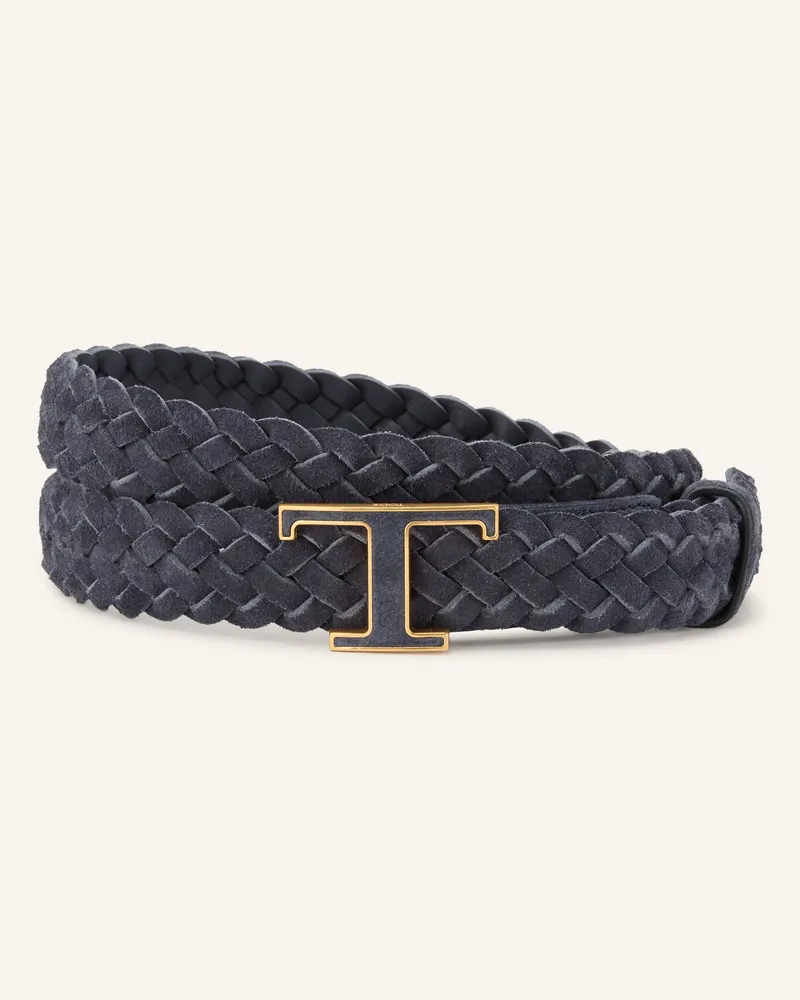 TOD'S Flechtgürtel Aus Leder blau Dunkelblau