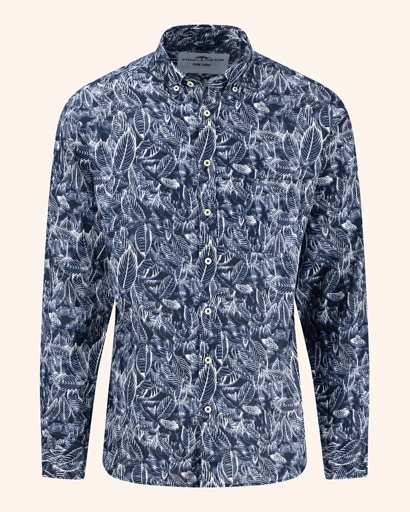 Fynch-Hatton Leinenhemd Regular Fit Dunkelblau