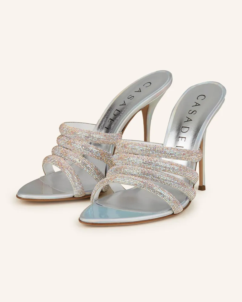 Casadei Mules Scarlet Hollywood Mit Schmucksteinen silber Silber