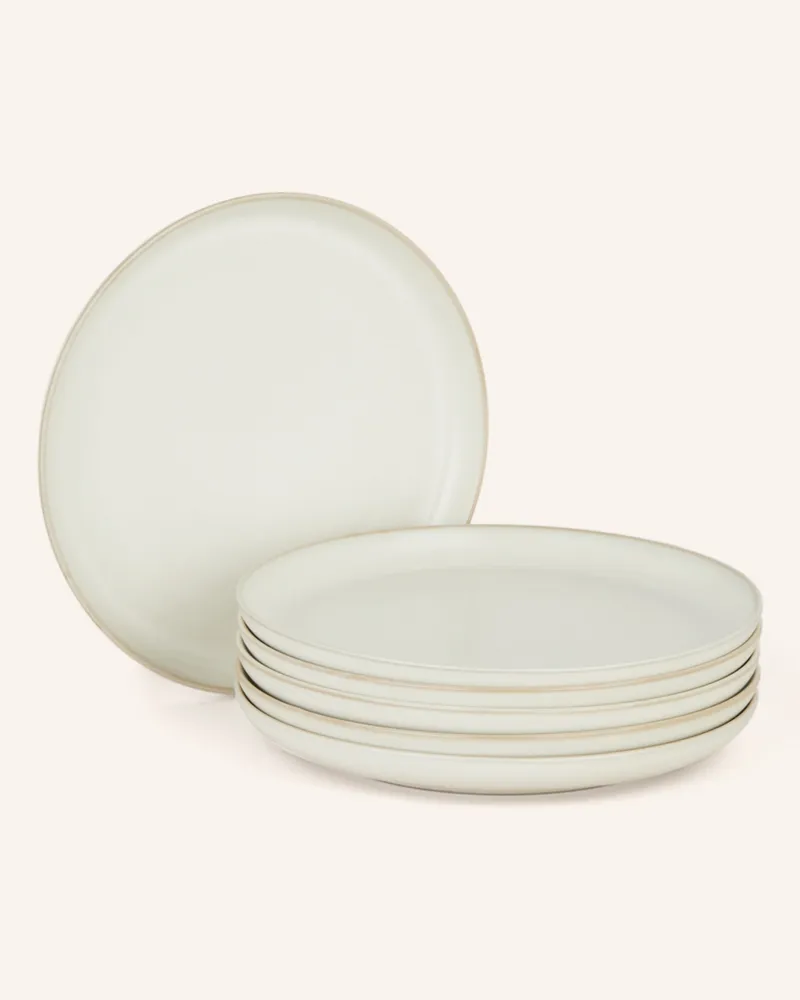 ferm LIVING 6er-Set Speiseteller Sekki weiss Creme
