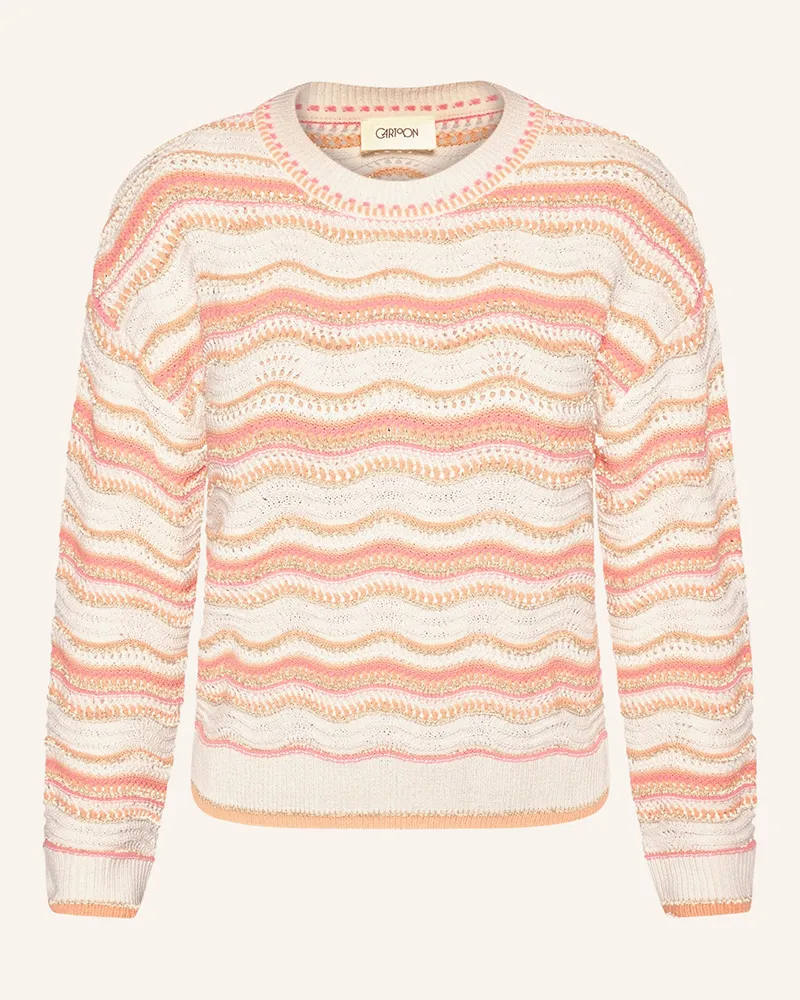 Cartoon Pullover Mit Glitzergarn weiss Creme