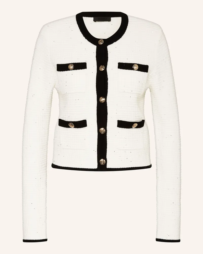 Liu Jo Strickjacke mit Pailletten Weiss