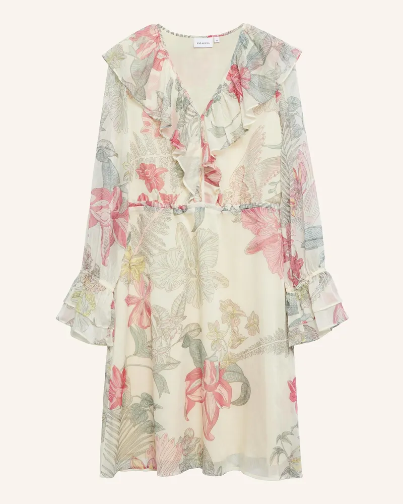COMMA Kleid Mit Volants beige 