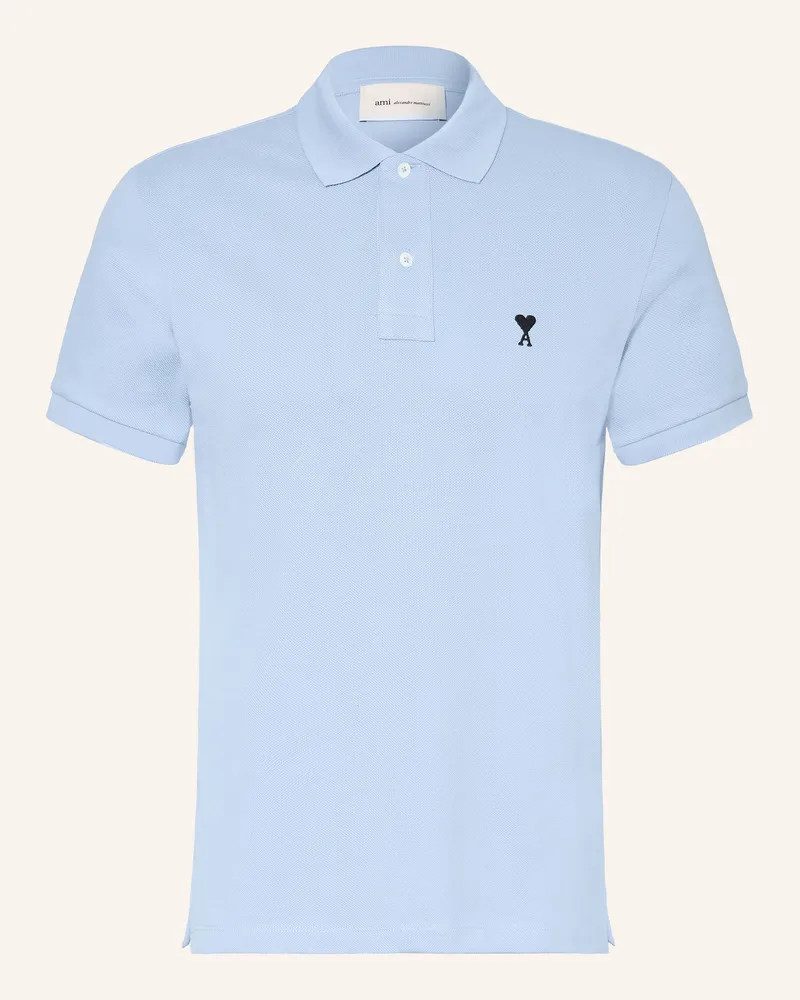 AMI Paris Piqué-Poloshirt blau Hellblau