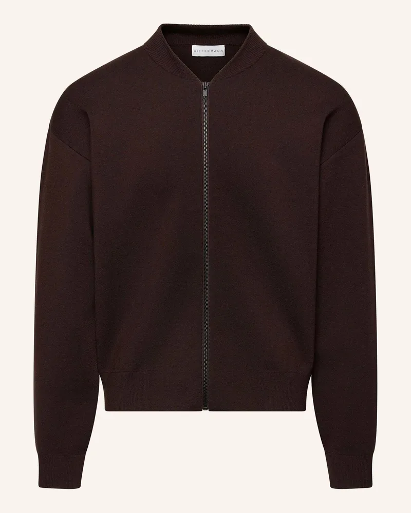 KIEFERMANN Kiefermann Herren Merino-Strickjacke Im Blousonstil Ulrico braun Dunkelbraun