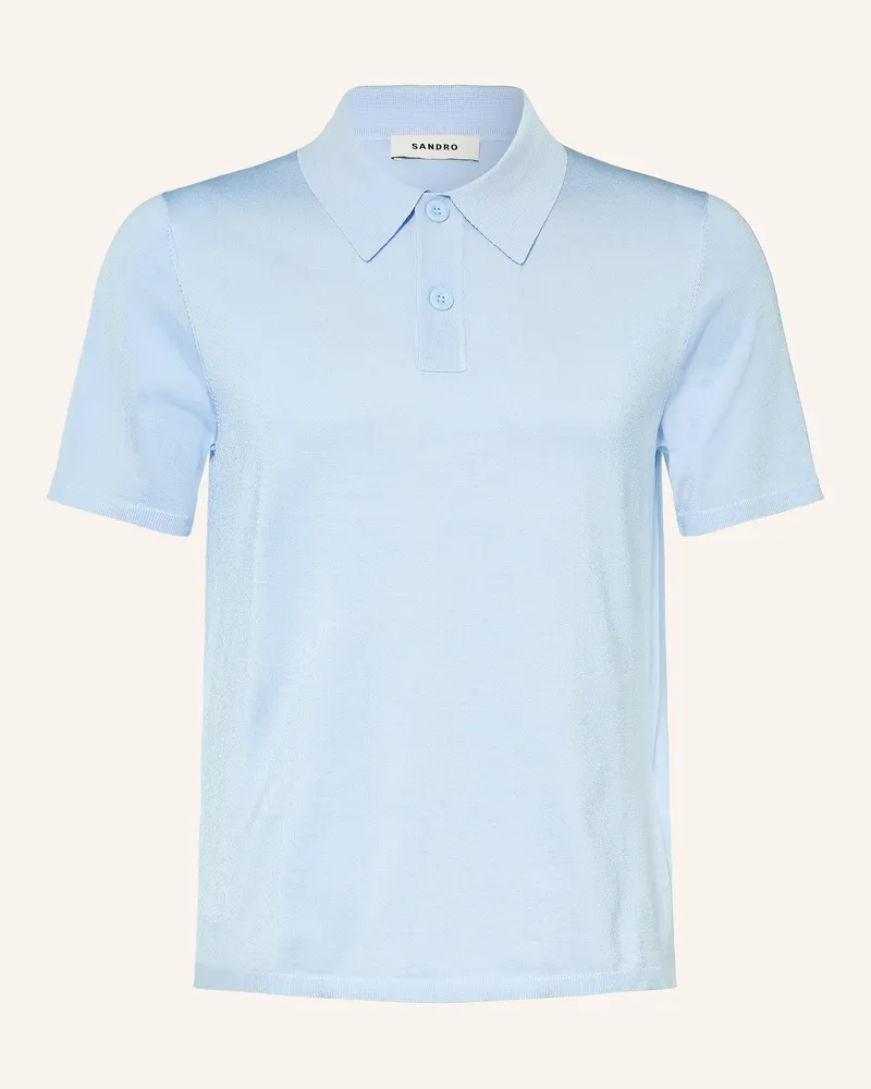Sandro Strick-Poloshirt blau Hellblau