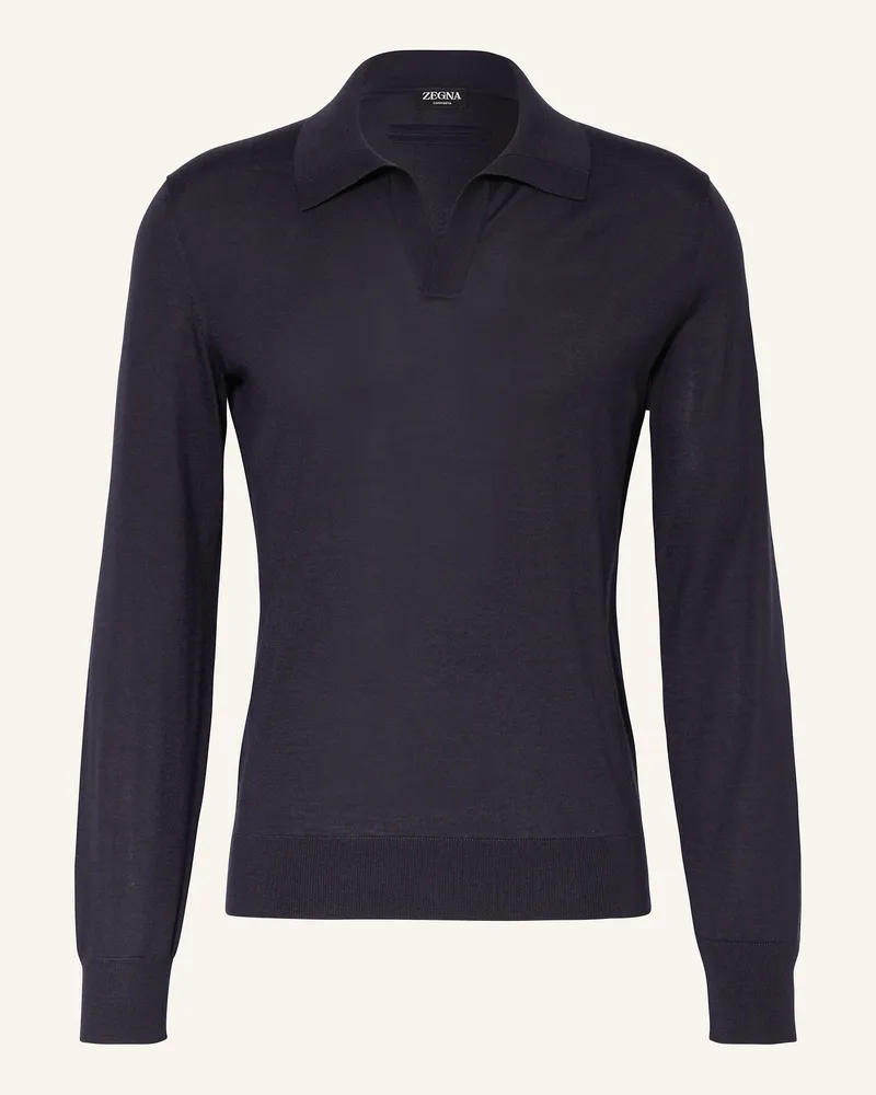 Ermenegildo Zegna Cashmere-Pullover mit Seide Dunkelblau