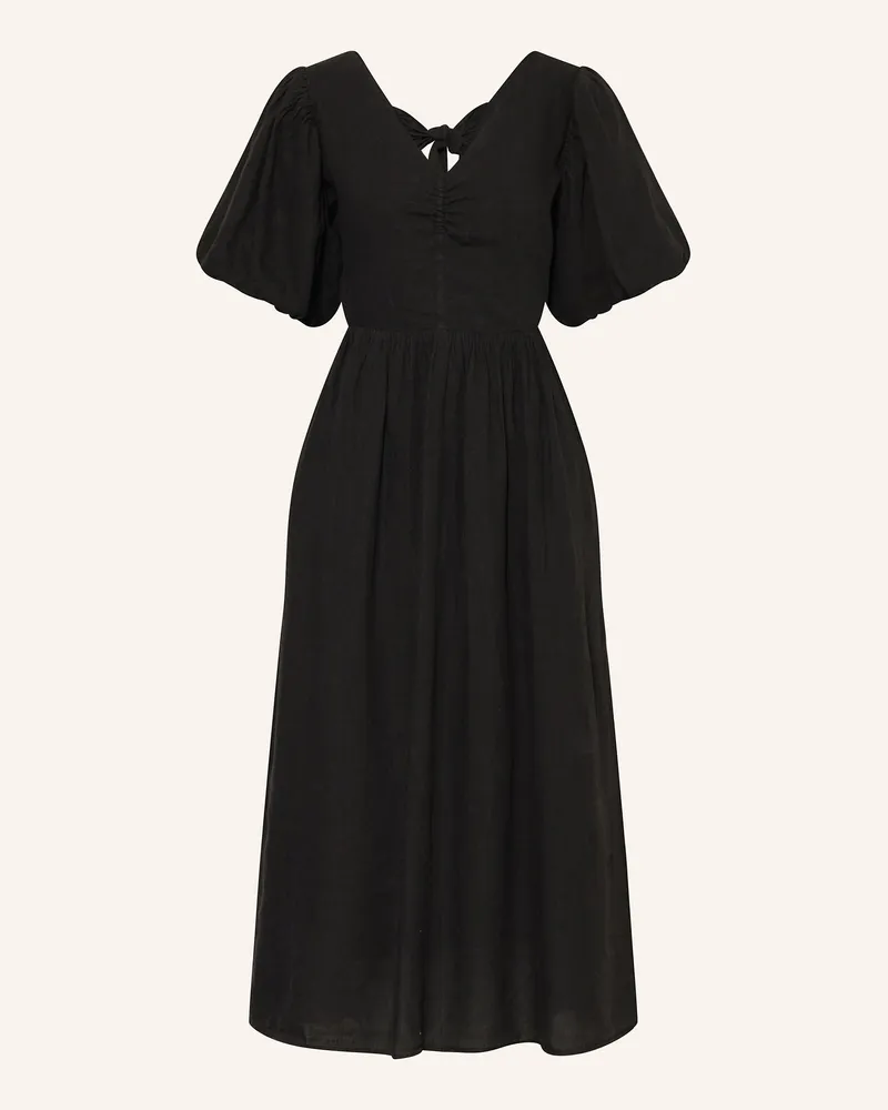 Mrs & HUGS Leinenkleid schwarz Schwarz