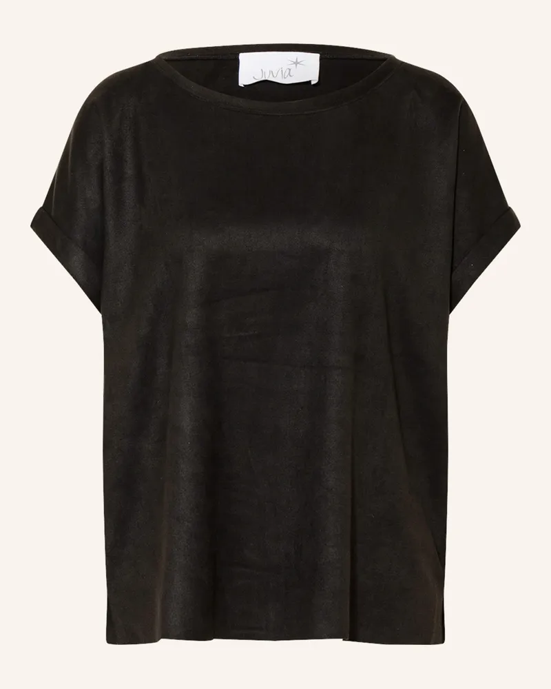 Juvia T-Shirt in Lederoptik Schwarz