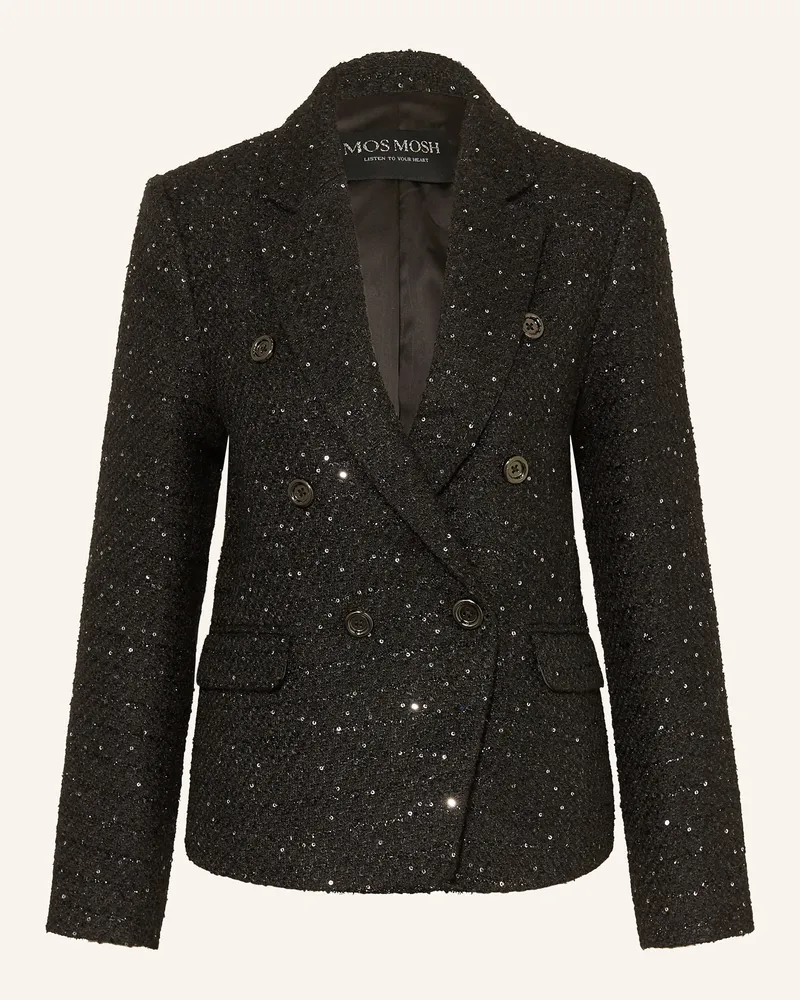 Mos Mosh Bouclé-Blazer MMBELIZE mit Pailletten Schwarz