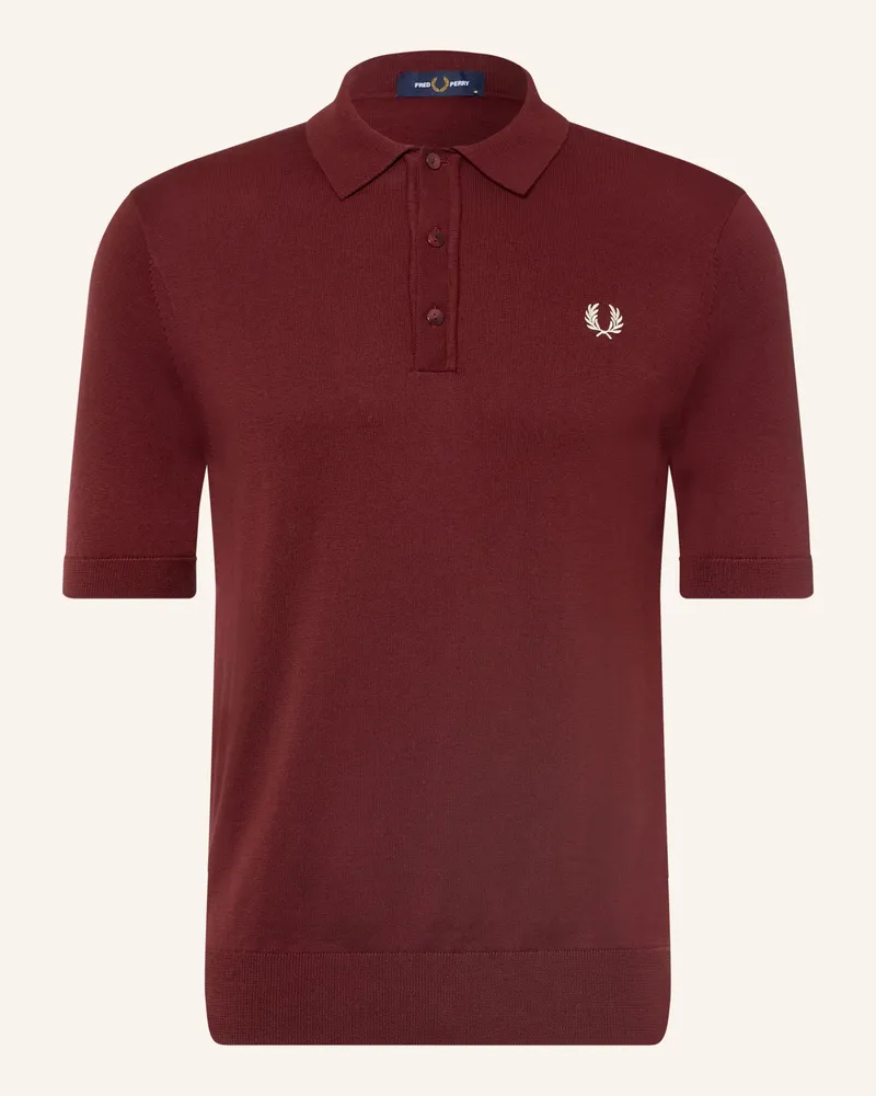 Fred Perry Strick-Poloshirt rot Dunkelrot