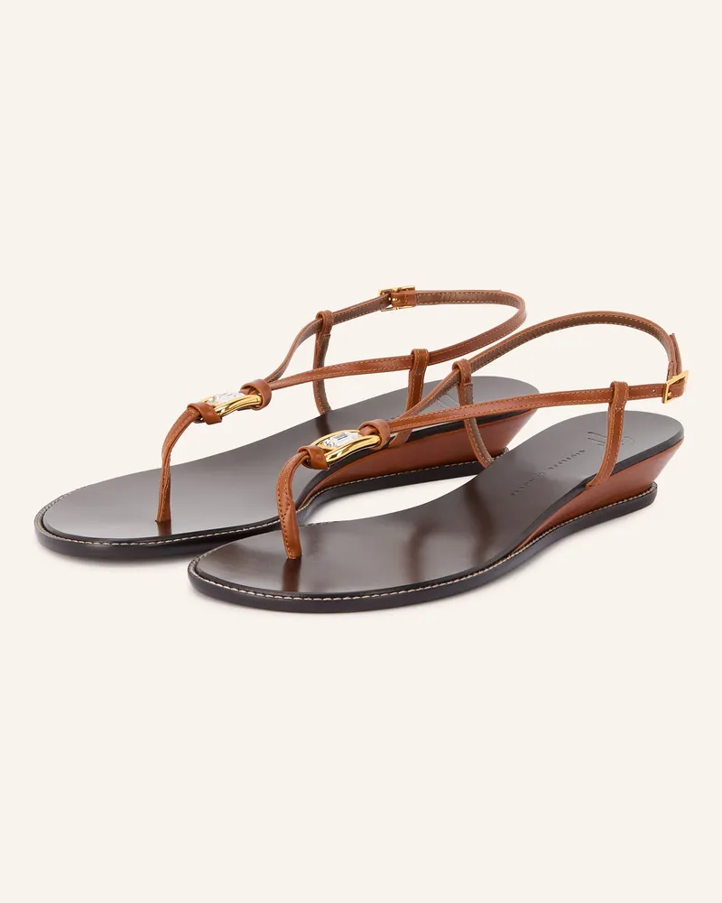 Giuseppe Zanotti Zehentrenner AMHELIA mit Schmucksteinen Braun