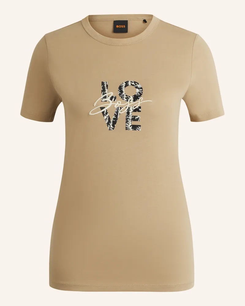 HUGO BOSS T-Shirt C_ELOGO_PRINT19 Slim Fit Braun