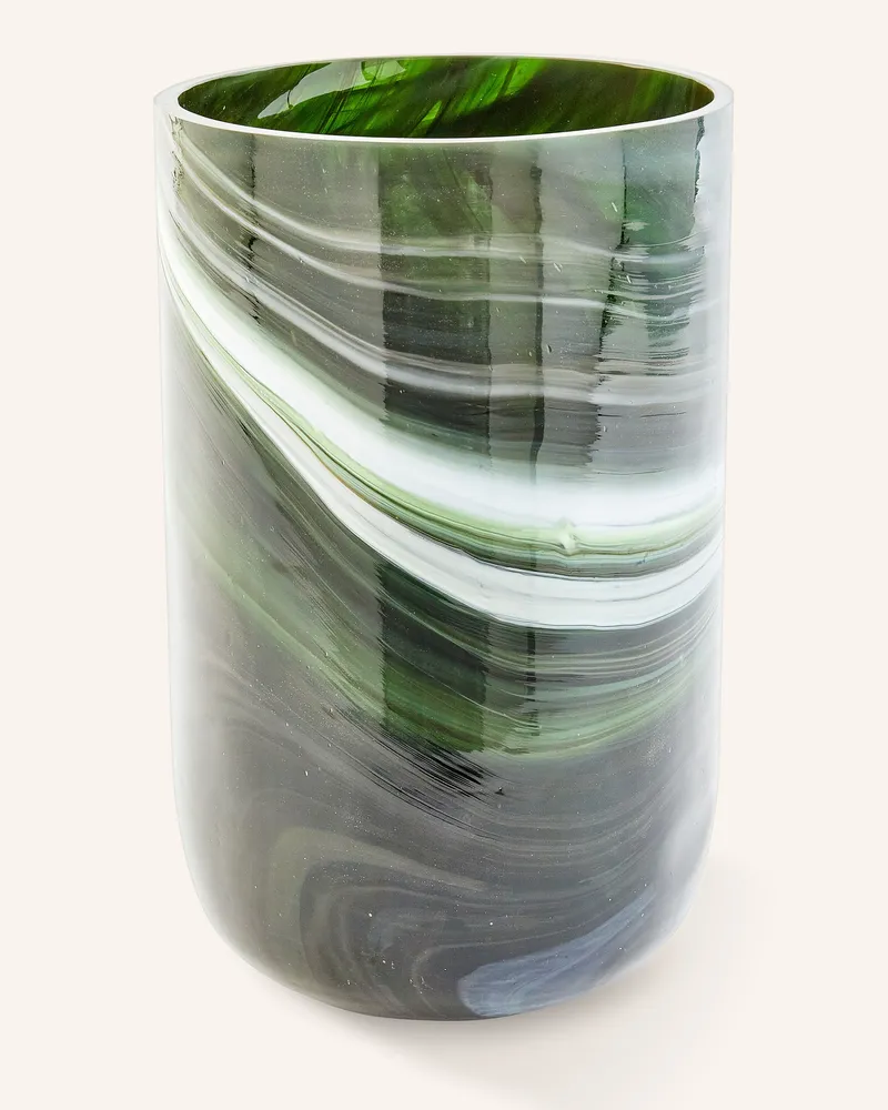 POLSPOTTEN Vase Marbled Glass Medium gruen Dunkelgrün