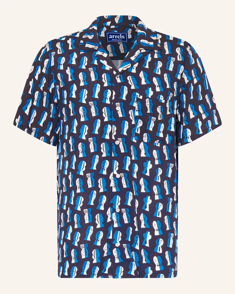 Arrels Barcelona Resorthemd NAVY PAPIER DECOUPE × SEVERIN MILLET Comfort Fit Dunkelblau