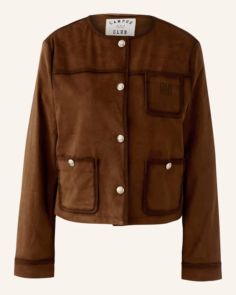 Oui  Kastenjacke In Lederoptik braun Dunkelbraun